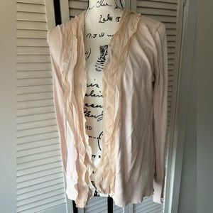 Banana Republic Light Pink Peach Open Cardigan with Ruffles